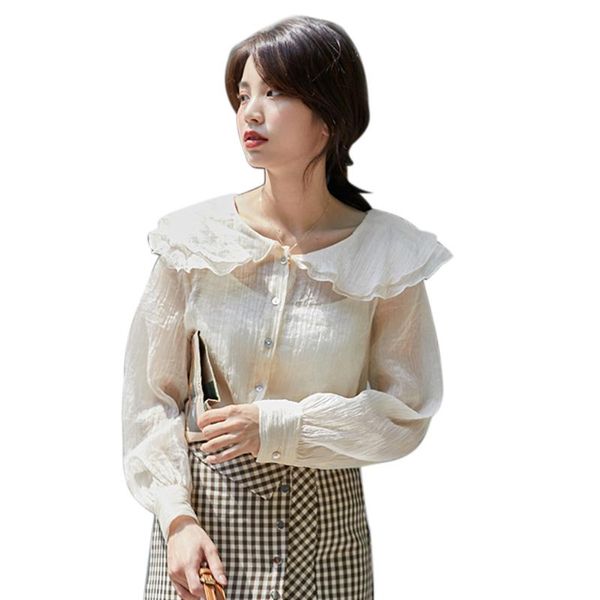 dating long sleeve women blouse button fashion doll collar with mini sling outwear daily summer chiffon thin sweet casual women's blous, White
dating long sleeve women blouse button fashion doll collar with mini sling outwear daily summer chiffon thin sweet casual women's blous, White