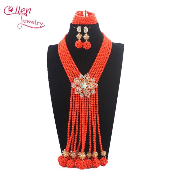 earrings & necklace orange african nigerian wedding bridal beads jewelry set style crystal beaded women w13581, Silver
earrings & necklace orange african nigerian wedding bridal beads jewelry set style crystal beaded women w13581, Silver