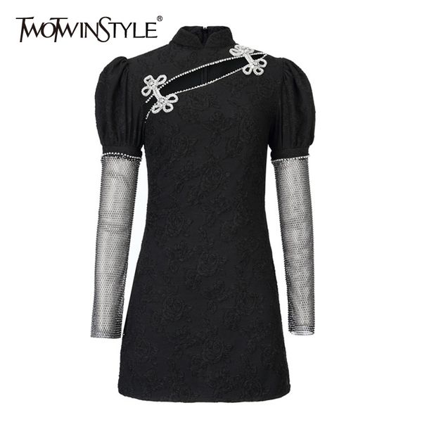 hollow out patchwork diamond dress for women stand collar long sleeve high waist vintage slim mini dresses female 210428, Black;gray
hollow out patchwork diamond dress for women stand collar long sleeve high waist vintage slim mini dresses female 210428, Black;gray
