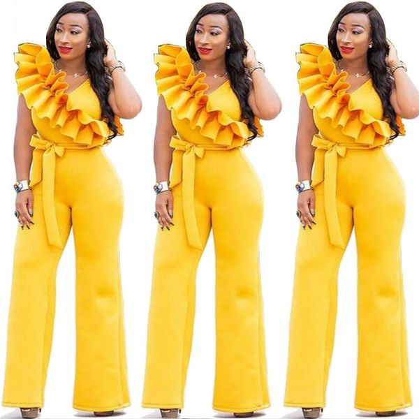 women's jumpsuits & rompers yellow color skinny sleeveless sashes wide leg bodysuit cascading ruffles elegant women party romper my-k92, Black;white
women's jumpsuits & rompers yellow color skinny sleeveless sashes wide leg bodysuit cascading ruffles elegant women party romper my-k92, Black;white