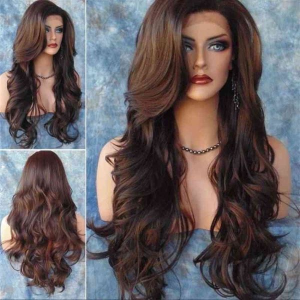 brown new women's dark wavy long curly hair, Black