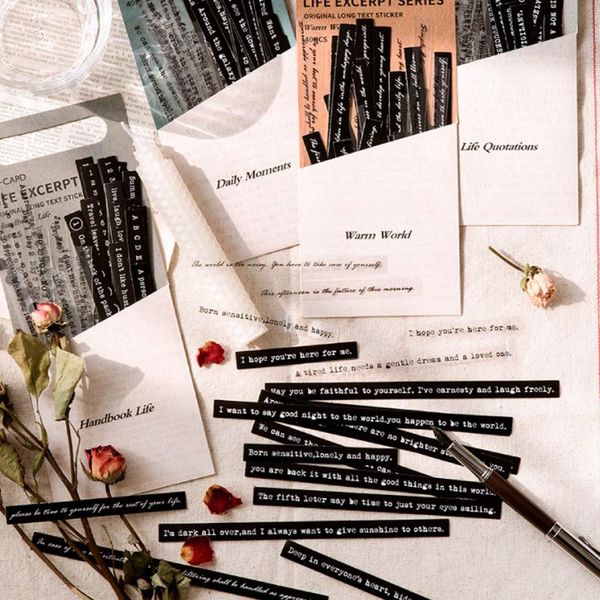 gift wrap 40pcs/pack stripe stickers life pack excerpts black white vintage diary decoration material retro stationery supplies
gift wrap 40pcs/pack stripe stickers life pack excerpts black white vintage diary decoration material retro stationery supplies