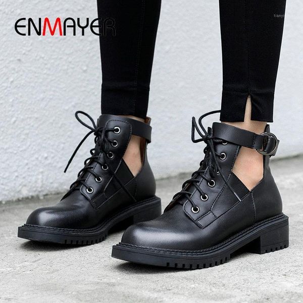 boots enmayer 2021 basic ankle for women fashion genuine leather lace-up round toe winter shoes buckle womens 34-391, Black
boots enmayer 2021 basic ankle for women fashion genuine leather lace-up round toe winter shoes buckle womens 34-391, Black
