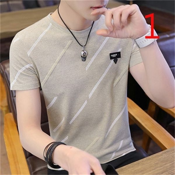 men's short-sleeved t-shirt summer korean trend handsome large size half-sleeved 210420, White;black
men's short-sleeved t-shirt summer korean trend handsome large size half-sleeved 210420, White;black
