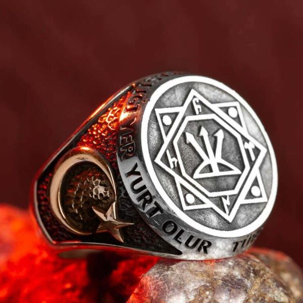 cluster rings of oguz kagan silver mens ring handmade jewelry crescent star motif turkish 925k gifts for men, Golden;silver
cluster rings of oguz kagan silver mens ring handmade jewelry crescent star motif turkish 925k gifts for men, Golden;silver