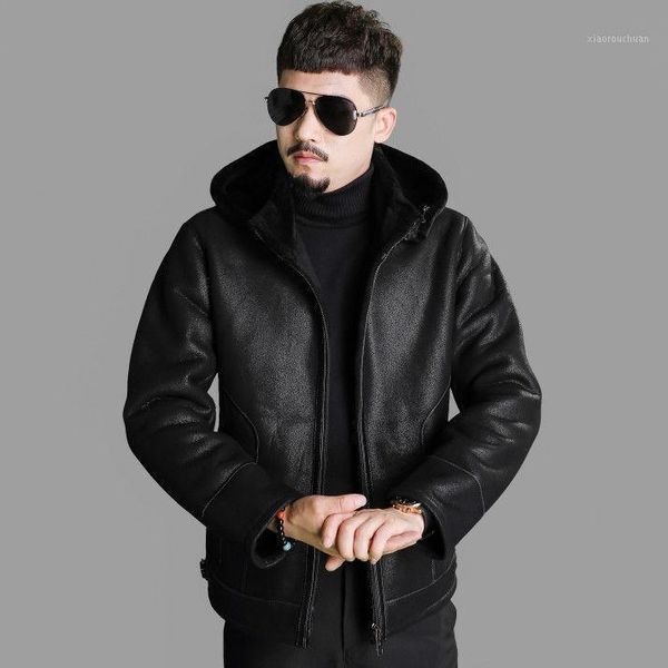 men's leather & faux 2021 haining high-grade fur integrated original ecological real wool hooded detachable winter coat, Black
men's leather & faux 2021 haining high-grade fur integrated original ecological real wool hooded detachable winter coat, Black