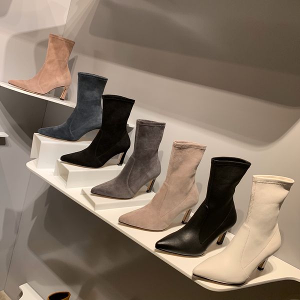 new pointed toe stretch boots women autumn winter natural kid suede high heels mid-calf shoes slip-on botas de mujer size 34-41, Black
new pointed toe stretch boots women autumn winter natural kid suede high heels mid-calf shoes slip-on botas de mujer size 34-41, Black