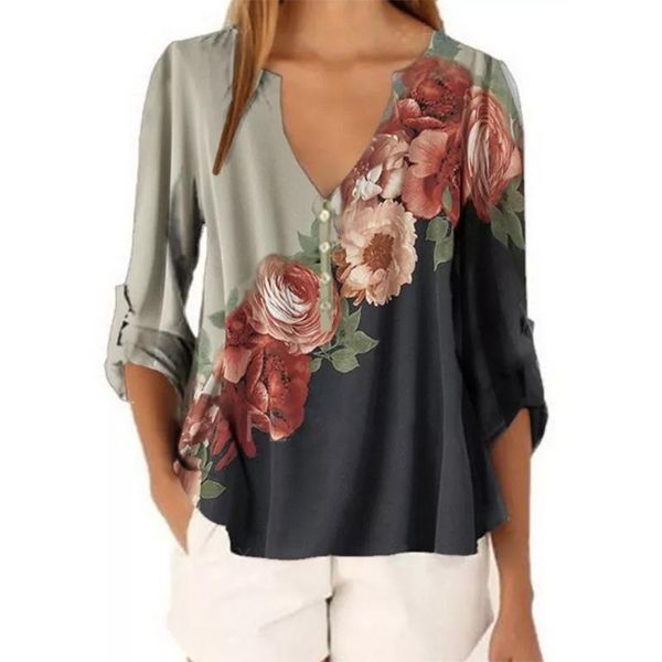 women's t-shirt 2021 autumn winter retro fashion street v-neck floral print shirt long sleeve casual chiffon, White
women's t-shirt 2021 autumn winter retro fashion street v-neck floral print shirt long sleeve casual chiffon, White