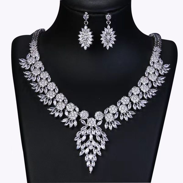 baroque fashion jewelry zircon silver gold necklace earrings bridal wedding party dress accessories floral design birthday lover gift show h, White
baroque fashion jewelry zircon silver gold necklace earrings bridal wedding party dress accessories floral design birthday lover gift show h, White
