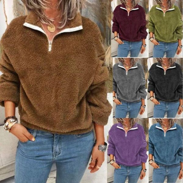 women's hoodies & sweatshirts bikoles autumn winter zipper turn down collar long sleeve sweatshirt casual solid loose keep warm femlae, Black
women's hoodies & sweatshirts bikoles autumn winter zipper turn down collar long sleeve sweatshirt casual solid loose keep warm femlae, Black