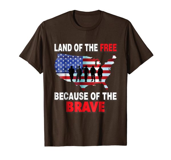 land of the because of the brave t-shirt memorial's day, White;black