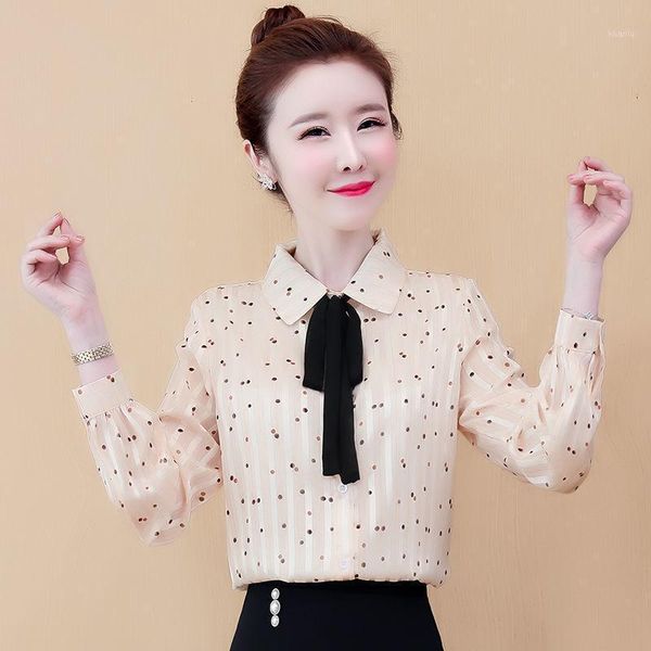 women's blouses & shirts ladies spring and autumn korean fashion floral chiffon shirt all-match western style bow tie casual temperamen, White 
women's blouses & shirts ladies spring and autumn korean fashion floral chiffon shirt all-match western style bow tie casual temperamen, White