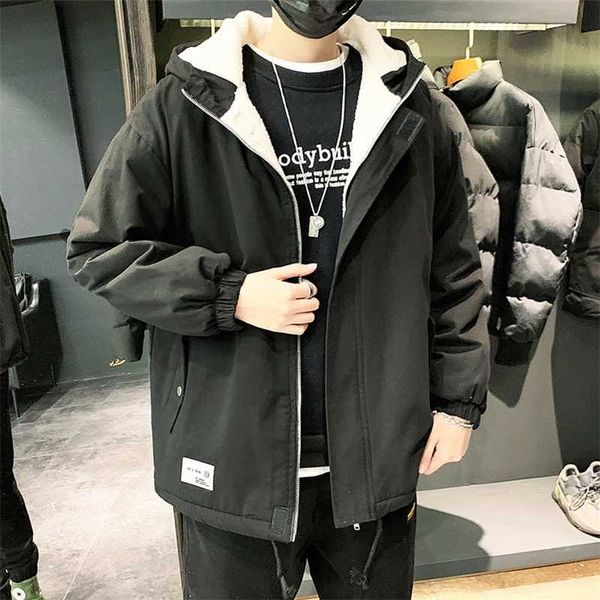 neploha winter warm lamb woolen jackets for men casual outwear coats japanese man solid color hooded jacket zipper 211122, Black
neploha winter warm lamb woolen jackets for men casual outwear coats japanese man solid color hooded jacket zipper 211122, Black