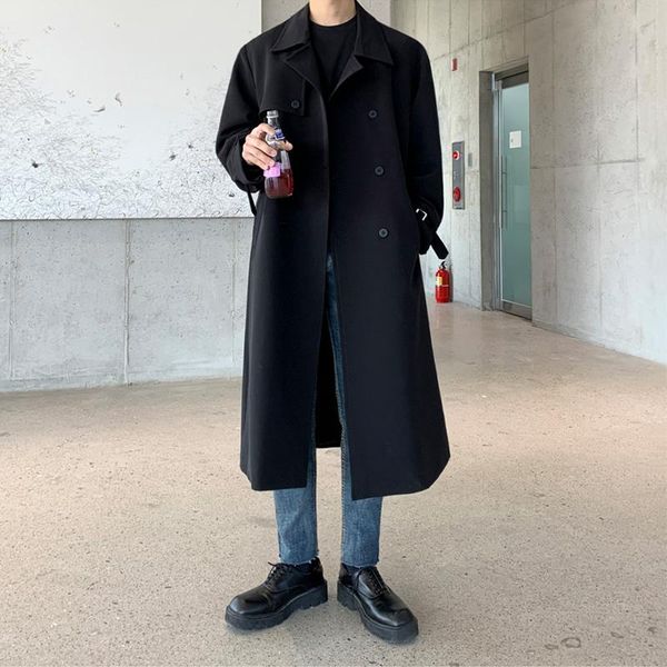 men's wool & blends autumn mid-length windbreaker korean style trendy over-the-knee loose handsome jacket british coat, Black
men's wool & blends autumn mid-length windbreaker korean style trendy over-the-knee loose handsome jacket british coat, Black