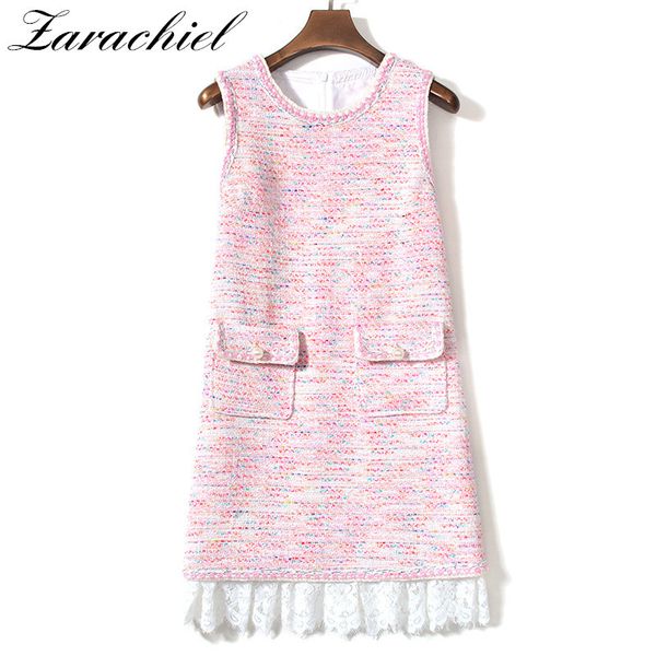 pink elegant tweed weave lace patchwork fringe and pearl pocket sleeveless mini dress spring autumn vintage women vest dresses 210416, Black;gray
pink elegant tweed weave lace patchwork fringe and pearl pocket sleeveless mini dress spring autumn vintage women vest dresses 210416, Black;gray