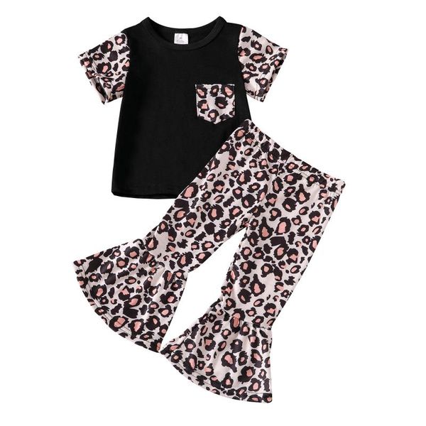 clothing sets cathery 2pcs girls leopard print clothes set, short sleeve o-neck t-shirt with pocket + flared trousers, White
clothing sets cathery 2pcs girls leopard print clothes set, short sleeve o-neck t-shirt with pocket + flared trousers, White