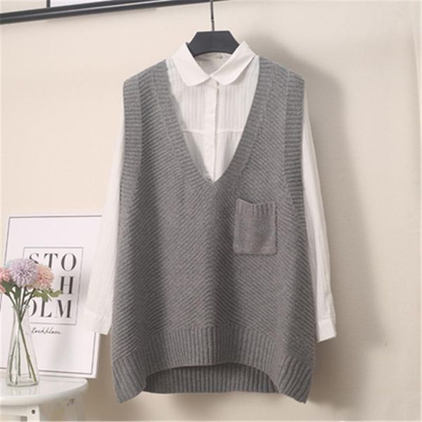 women's vests korean style female knitwear fashion 2021 spring autumn plus size s-4xl knitted sweater vest women sleeveless waistcoat, Black;white
women's vests korean style female knitwear fashion 2021 spring autumn plus size s-4xl knitted sweater vest women sleeveless waistcoat, Black;white
