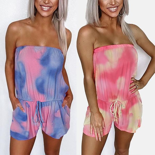 women off shoulder tie dye summer casual jumpsuit streetwear set with belt women's jumpsuits & rompers, Black;white
women off shoulder tie dye summer casual jumpsuit streetwear set with belt women's jumpsuits & rompers, Black;white