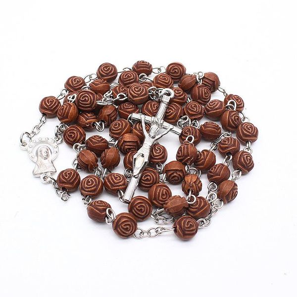 pendant necklaces vintage imitation wood rosary bead necklace christ jesus cross for women religious catholic prayer jewelry gifts, Silver
pendant necklaces vintage imitation wood rosary bead necklace christ jesus cross for women religious catholic prayer jewelry gifts, Silver