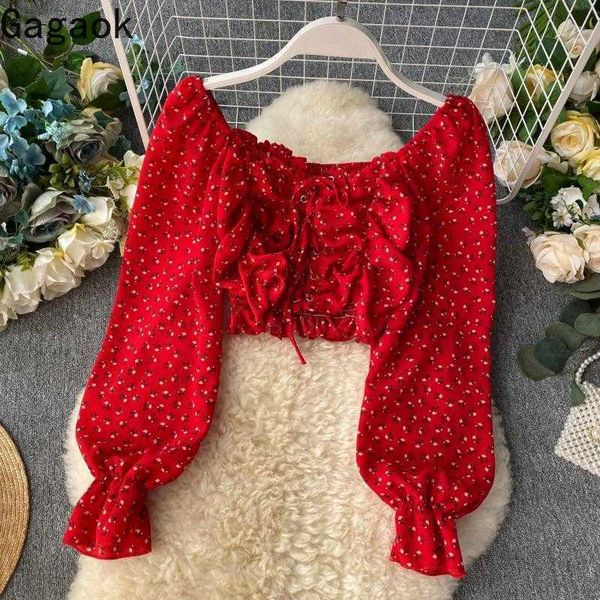 women sweet blouse spring autumn square collar print puff sleeve slim chic wild lace up female fashion shirts 210531, White
women sweet blouse spring autumn square collar print puff sleeve slim chic wild lace up female fashion shirts 210531, White