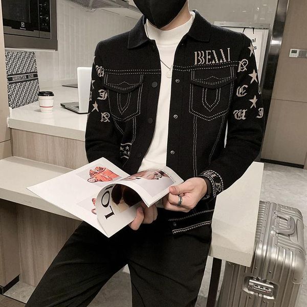men's jackets 2021 autumn winter thickened coat men club outfit vintage jacket letter knitting floral jaqueta masculina, Black;brown
men's jackets 2021 autumn winter thickened coat men club outfit vintage jacket letter knitting floral jaqueta masculina, Black;brown