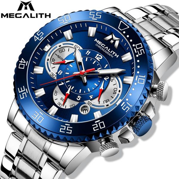 wristwatches megalith men's watch 2021 sports chronograph quartz clock male stainless steel band fashion business for men, Slivery;brown
wristwatches megalith men's watch 2021 sports chronograph quartz clock male stainless steel band fashion business for men, Slivery;brown