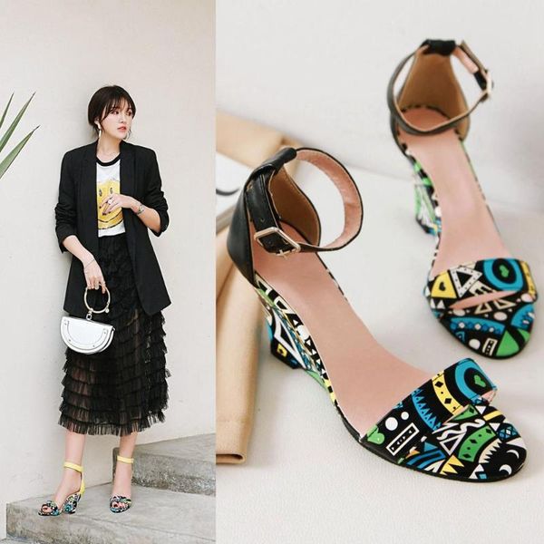 women stylish print sandals boots peep toe buckle strap summer high heel gladiator shoes woman yellow green sandalias mujer 2021, Black
women stylish print sandals boots peep toe buckle strap summer high heel gladiator shoes woman yellow green sandalias mujer 2021, Black