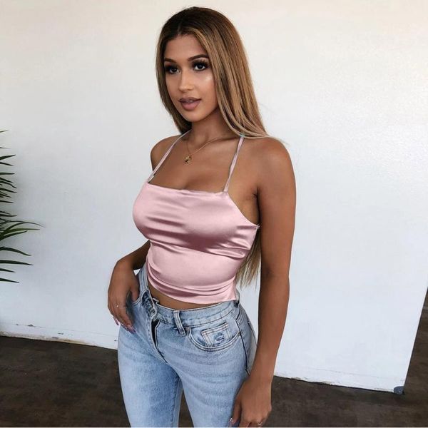 women's tanks & camis pink silk satin crop women halter backless summer basic y2k bare midriff pure color cropped feminino, White
women's tanks & camis pink silk satin crop women halter backless summer basic y2k bare midriff pure color cropped feminino, White