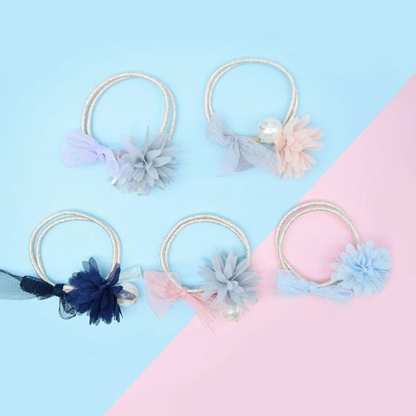 hair clips & barrettes pearl beads flannel flowers rubber band crystal pendant accessories butterfly ties gum for bows, Golden;silver