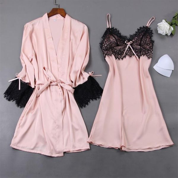 women sleepwear silk robe nightdress nylon set 2 piece pajama satin spring summer gown bathrobe, Black;red
women sleepwear silk robe nightdress nylon set 2 piece pajama satin spring summer gown bathrobe, Black;red