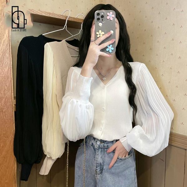 women's knits & tees luck a autumn 2021 korean fashion retro sweet chaquetas cardigans lantern sleeve solid v neck elegant women sweate, White
women's knits & tees luck a autumn 2021 korean fashion retro sweet chaquetas cardigans lantern sleeve solid v neck elegant women sweate, White