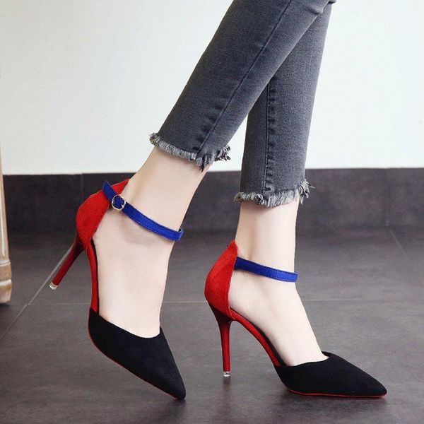 women ankle strap two pieces spring pumps ladies buckle pointed toe suede thin high heels female fashion dress shoes 698, Black
women ankle strap two pieces spring pumps ladies buckle pointed toe suede thin high heels female fashion dress shoes 698, Black