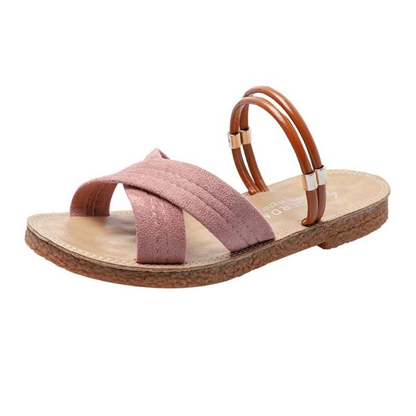 women's suede flat bottom simple versatile roman shoes one two wearing sandals cross with beach, Black
women's suede flat bottom simple versatile roman shoes one two wearing sandals cross with beach, Black