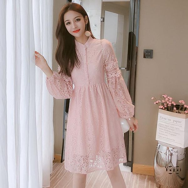 casual women dress spring autumn long lantern sleeve pearl hollow lace party fashion stand collar a-line midi dresses, Black;gray
casual women dress spring autumn long lantern sleeve pearl hollow lace party fashion stand collar a-line midi dresses, Black;gray
