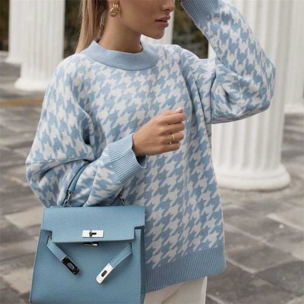 women fashion oversized jumper houndstooth knitted sweater vintage long sleeve loose female pullovers chic khaki g2114 211103, White;black
women fashion oversized jumper houndstooth knitted sweater vintage long sleeve loose female pullovers chic khaki g2114 211103, White;black