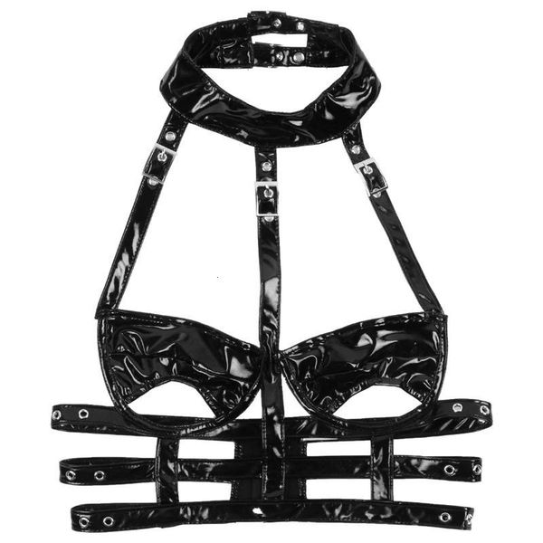 bras womens leather punk gothic wetlook costumes clubwear lingerie halter neck pole fashion cups cutout low back caged bra 30h9, Red;black
bras womens leather punk gothic wetlook costumes clubwear lingerie halter neck pole fashion cups cutout low back caged bra 30h9, Red;black