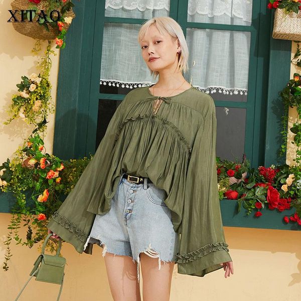 women's blouses & shirts xitao french style vintage v neck shirt trumpet sleeve o creased womens and minority plus size loose xj4083, White
women's blouses & shirts xitao french style vintage v neck shirt trumpet sleeve o creased womens and minority plus size loose xj4083, White