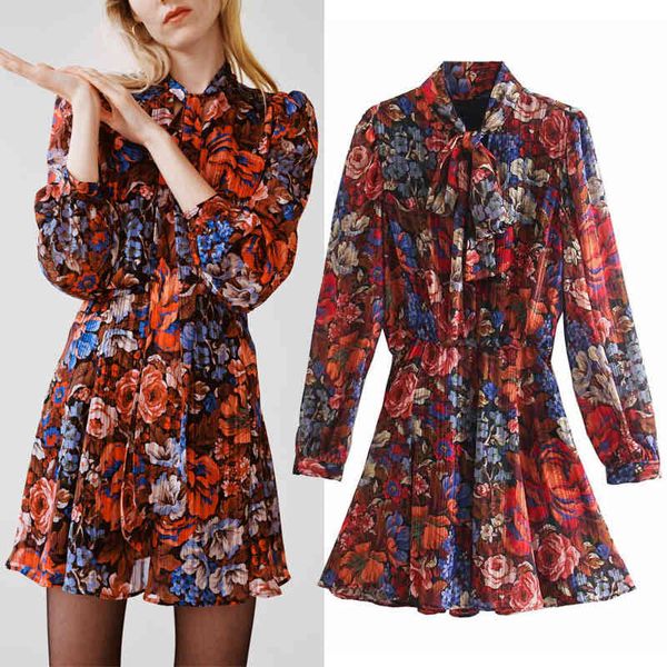 fall red floral woman dress print ruched mini women long sleeve elastic waist bow belt ladies office es 210430, Black;gray
fall red floral woman dress print ruched mini women long sleeve elastic waist bow belt ladies office es 210430, Black;gray
