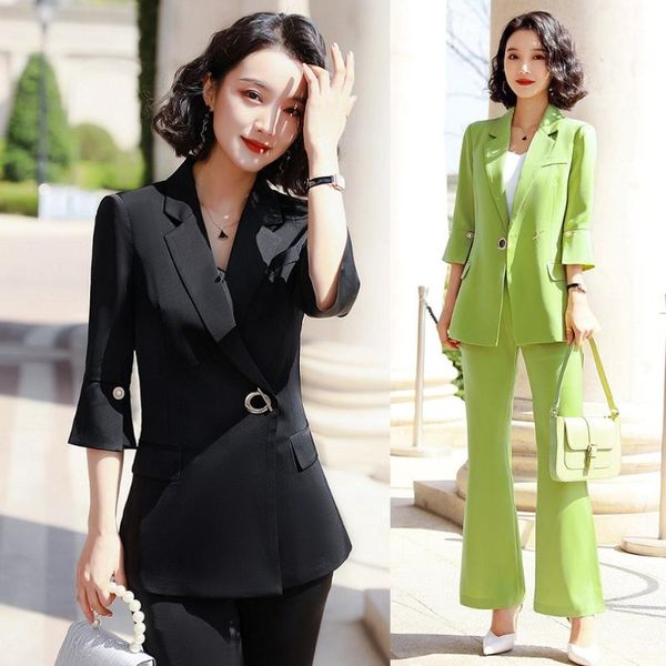 fashion casual black blazer for women business suits with pant and jackets sets work wear uniforms ol style women's two piece pants, White
fashion casual black blazer for women business suits with pant and jackets sets work wear uniforms ol style women's two piece pants, White