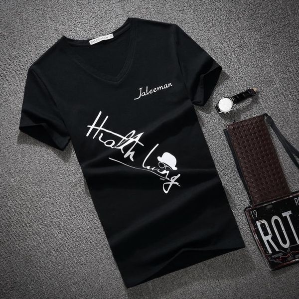 v neck summer fashion men letter print short sleeve slim fit tees size s 5xl, White;black
v neck summer fashion men letter print short sleeve slim fit tees size s 5xl, White;black