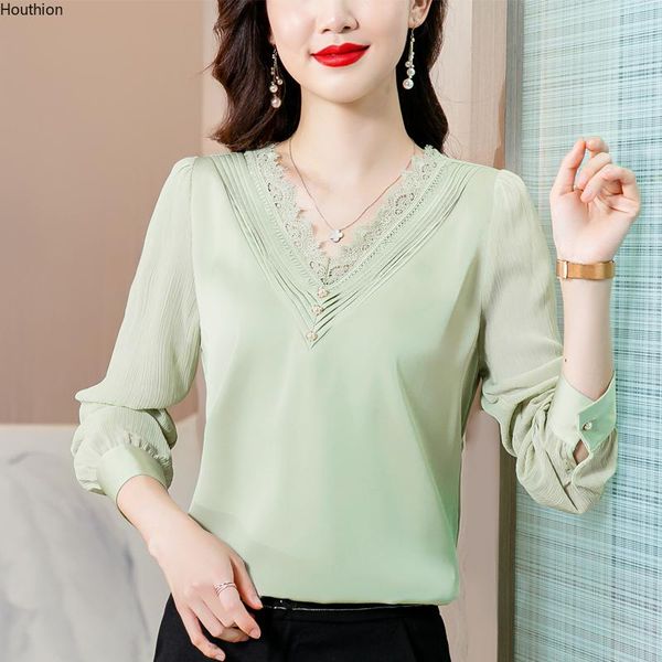 women's blouses & shirts chiffon loose fashion casual long sleeve blusas solid color v-neck autumn houthion, White
women's blouses & shirts chiffon loose fashion casual long sleeve blusas solid color v-neck autumn houthion, White