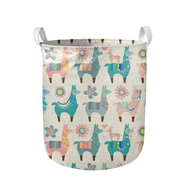 18.5 inches large laundry basket cartoon alpaca print waterproof round canvas collapsible storage bin with handles for hamper & organization
18.5 inches large laundry basket cartoon alpaca print waterproof round canvas collapsible storage bin with handles for hamper & organization