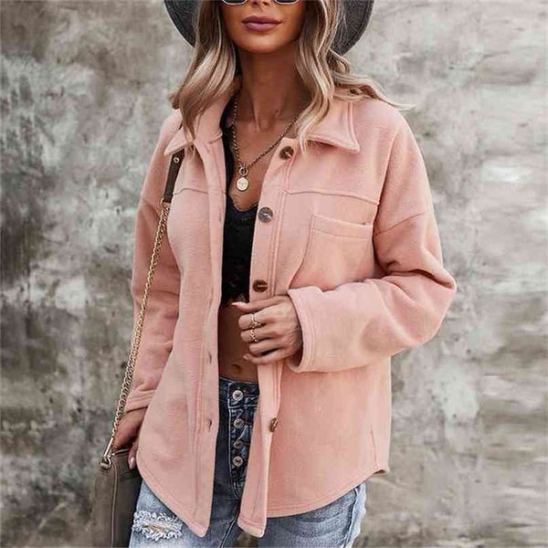 

solid women's autumn jacket coat long sleeve ladies jackets veste single-breasted pocket spring outwear trend casual loose 210922, Black;brown