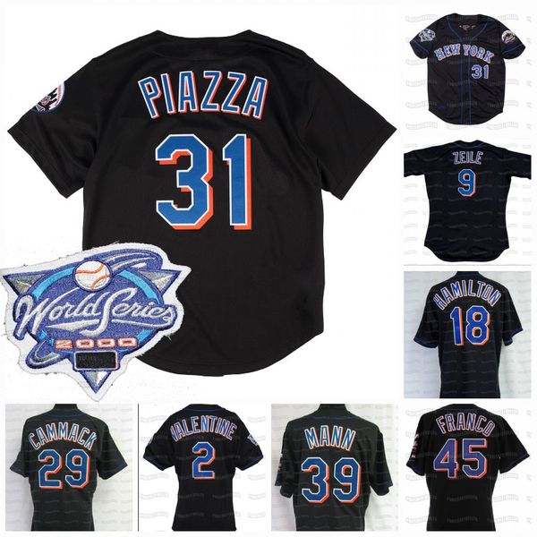 31 mike piazza 2000 world series black vintage jersey 45 john franco 2 bobby valentine darryl hamilton todd zeile jim mann al jackson, Blue;black
31 mike piazza 2000 world series black vintage jersey 45 john franco 2 bobby valentine darryl hamilton todd zeile jim mann al jackson, Blue;black