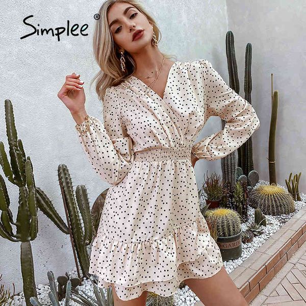 long v-neck polka dot print high waist summer women dress elegant ruffled puff sleeve vestidos 210414, Black;gray
long v-neck polka dot print high waist summer women dress elegant ruffled puff sleeve vestidos 210414, Black;gray