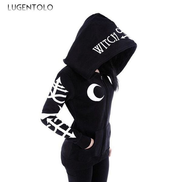 women's hoodies & sweatshirts women hooded punk big hat moon letter printed spring autumn long-sleeved double pocket lugentolo, Black
women's hoodies & sweatshirts women hooded punk big hat moon letter printed spring autumn long-sleeved double pocket lugentolo, Black