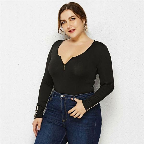 women long sleeve romper bodysuit leotard t-shirts stretch zipper clothes set autumn jumpsuit club casual plus size 6xl women's jum, Black;white
women long sleeve romper bodysuit leotard t-shirts stretch zipper clothes set autumn jumpsuit club casual plus size 6xl women's jum, Black;white