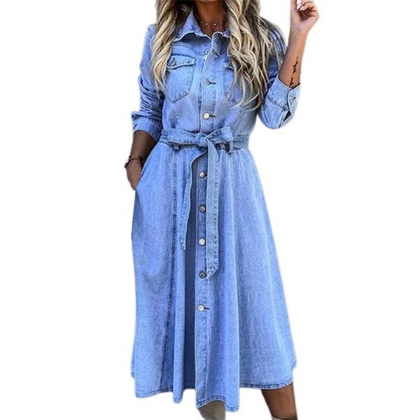 casual dresses women dress 2021 single-breasted high waist denim shrink-resistant lapel belt long sleeve midi streetwear, Black;gray
casual dresses women dress 2021 single-breasted high waist denim shrink-resistant lapel belt long sleeve midi streetwear, Black;gray
