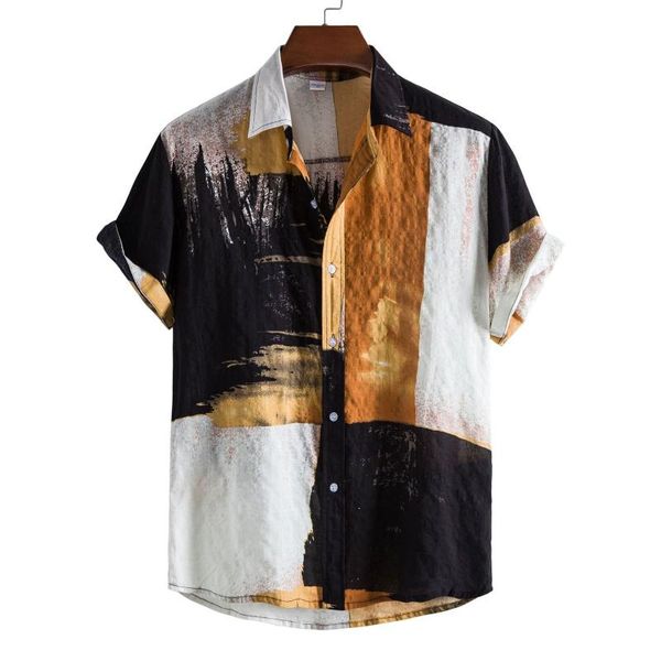 men's casual shirts 2021 arrival men hawaiian camicias one button wild printed short-sleeve lapel blouses, White;black
men's casual shirts 2021 arrival men hawaiian camicias one button wild printed short-sleeve lapel blouses, White;black