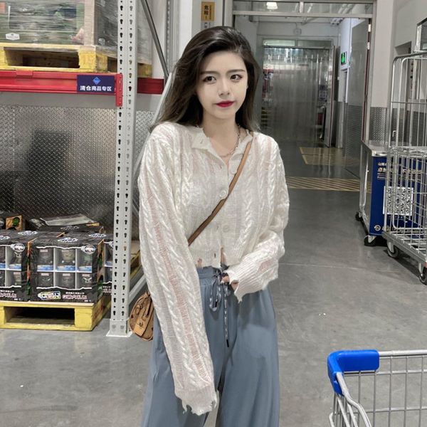 women's knits & tees korean style thin sweater coat 2021 autumn solid elegant v neck long sleeve knitted cardigans women casual pull fe, White
women's knits & tees korean style thin sweater coat 2021 autumn solid elegant v neck long sleeve knitted cardigans women casual pull fe, White